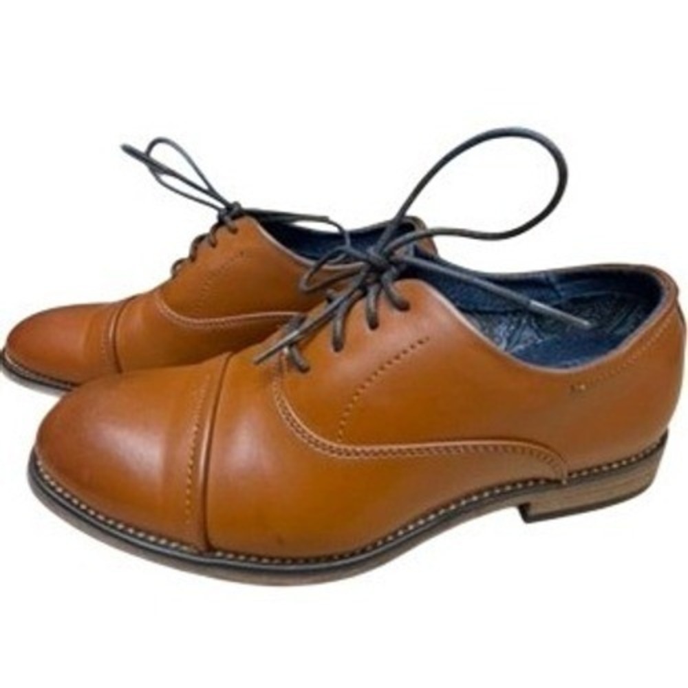 "Bruno Marc" Boys Brown Cap Toe Oxford Dress Shoes Lace Up Formal SZ 3Y Dress Up